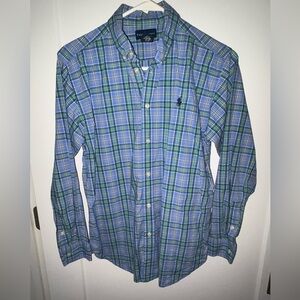 Ralph Lauren natural stretch plaid dress shirt boy's sz L 14-16 EUC LN